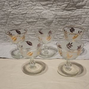 Vintage Libbey Leaf Champagne or Sherbert 4 1/4" set of 5 minor call outs